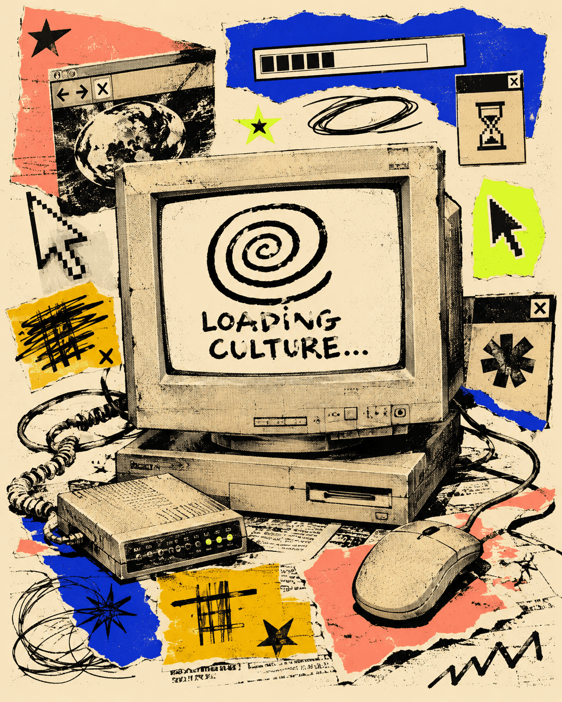 Early internet artifact illustration